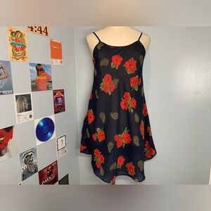 Vintage Floral Paisley Sheer Overlay Dress